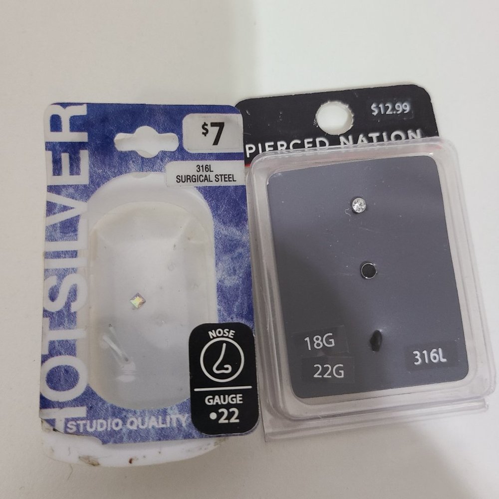 Spencers 3 Studded Rhinestone and Black Nose Rings